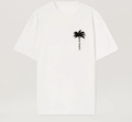 Designer inspired white cotton unisex t_shirt with palm tree chest logo