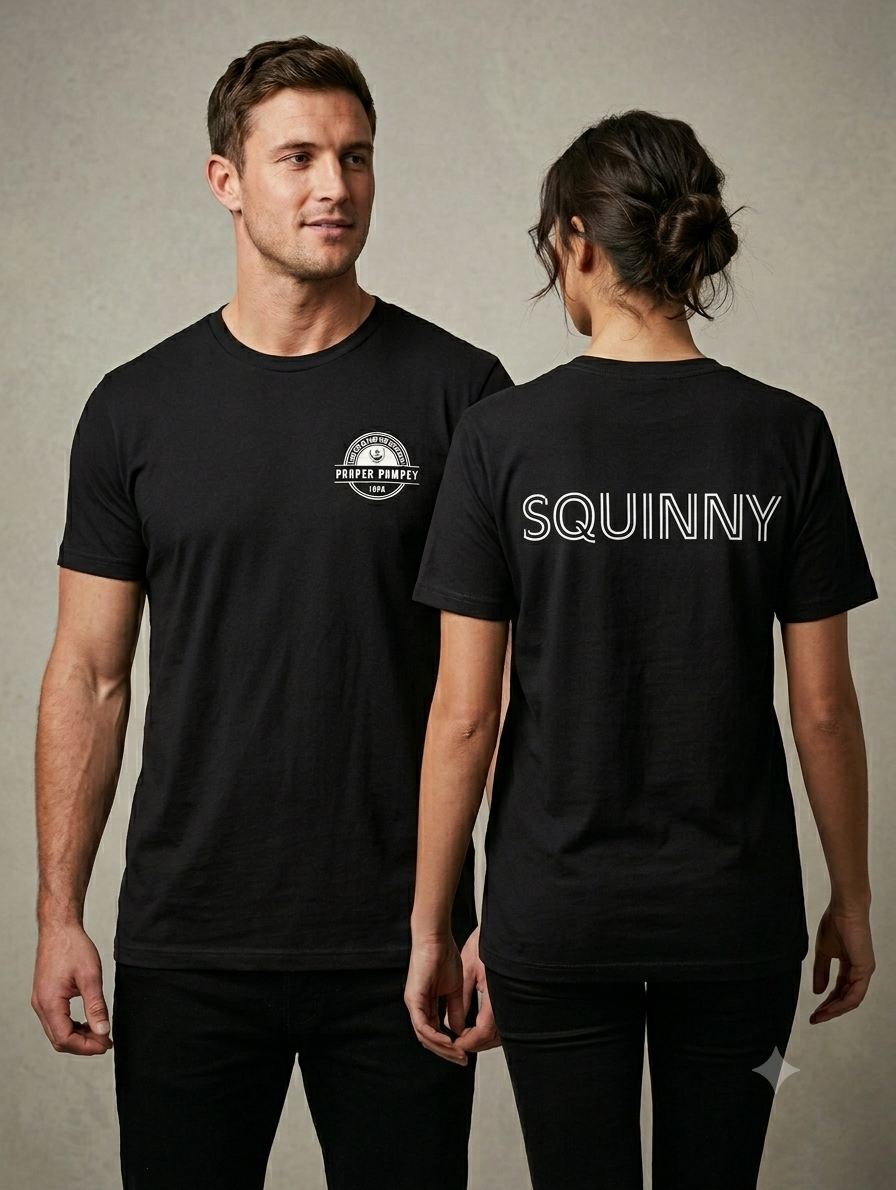 Proper Pompey slang Squinny t-shirt black cotton
