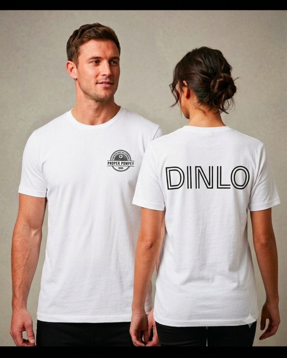 White cotton DINLO Proper Pompey t-shirt, Pompey slang